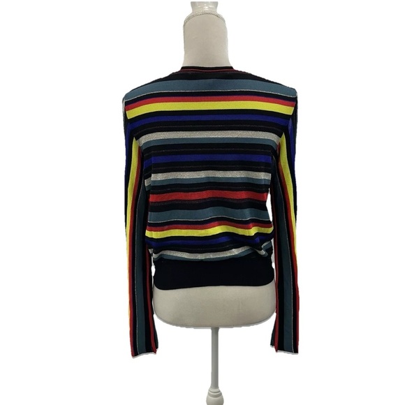 Rachel Roy Rainbow Crop Sweater 0X Long Flare Sleeve Metallic - Picture 3 of 9